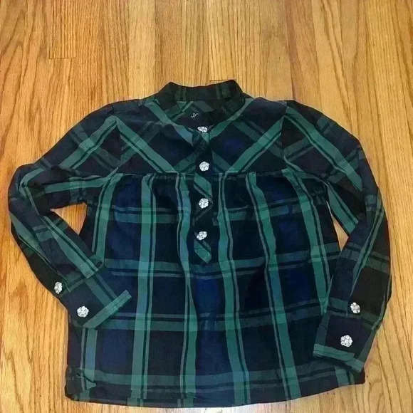 J. Crew Fresco top with jewel buttons in Black Watch tartan Size XXS - Picture 4 of 11
